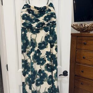 Abercrombie & Fitch Floral Maxi Dress in Teal and Cream